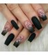 NA081 - Black Plant Flower Manicure Nails